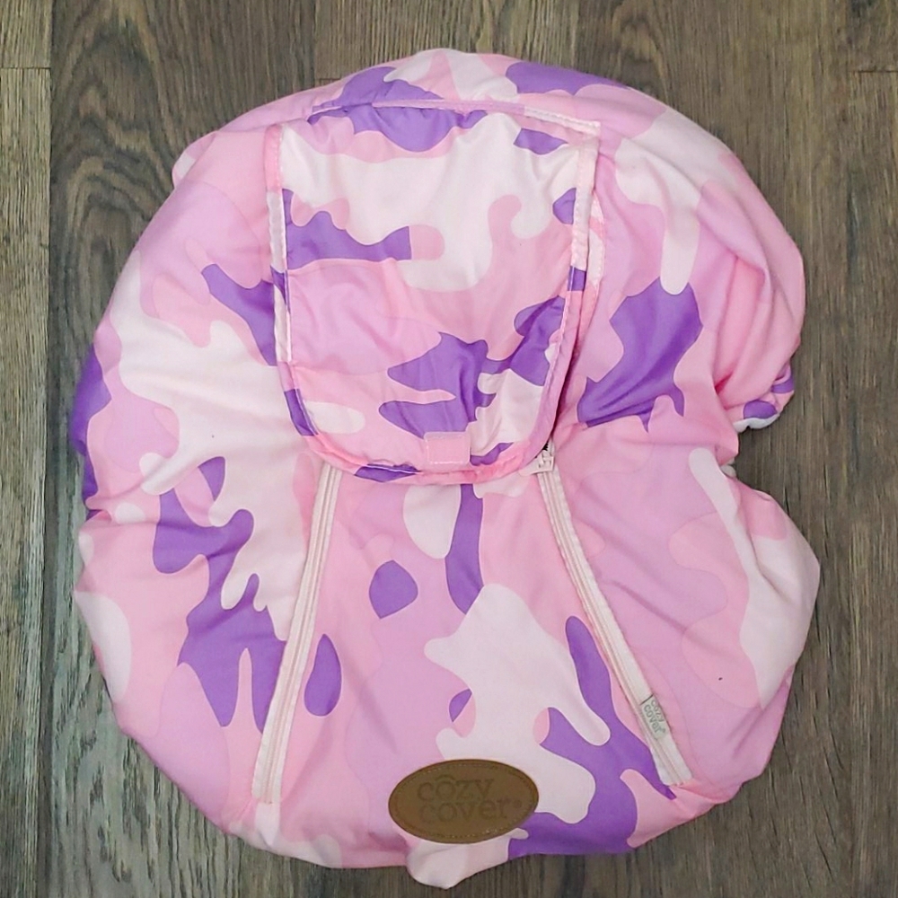 Camo pink and purple girl winter carseat cover
